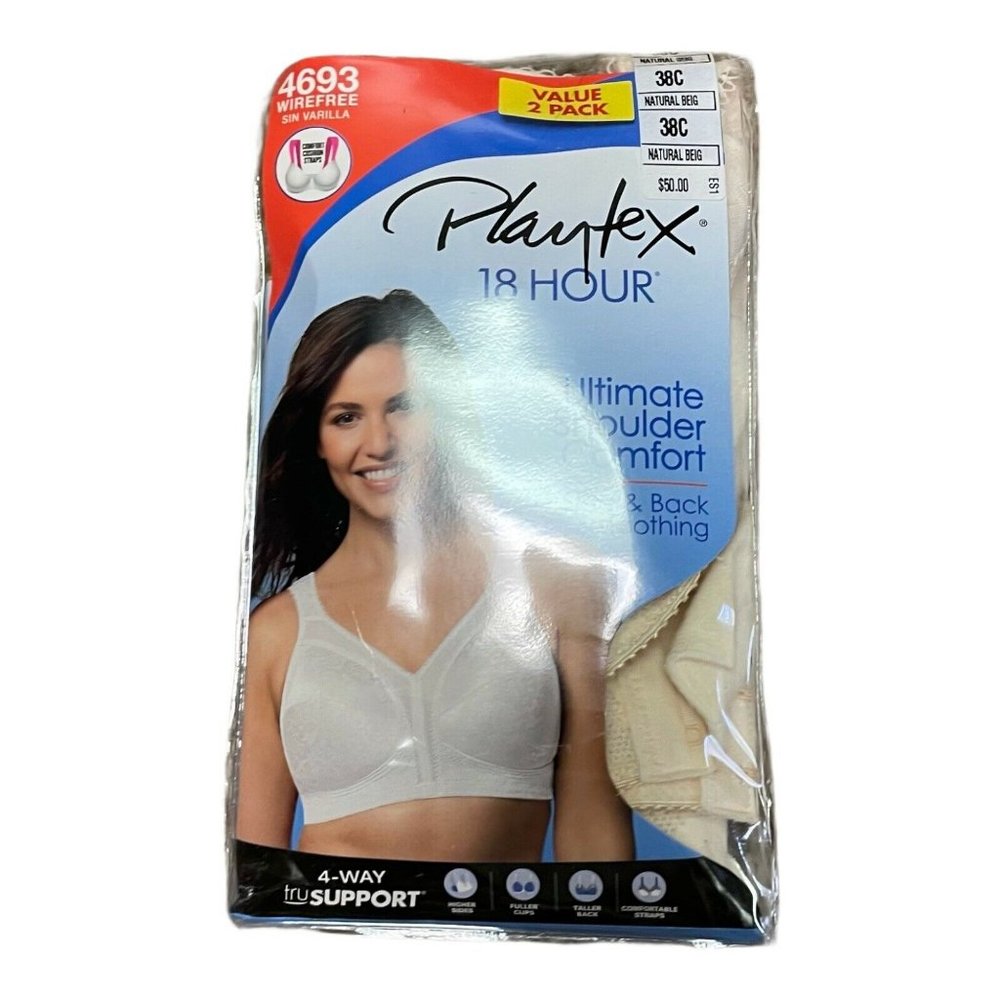 Playtex 18 Hour Bra 4 Way Support Size 38C NWT